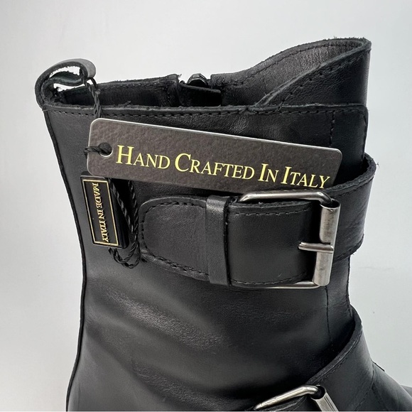 NWT EMANUELE CRASTO ITALY🇮🇹MADE Finest Italian BLACK LEATHER Boot Faux Buckle - Picture 3 of 16